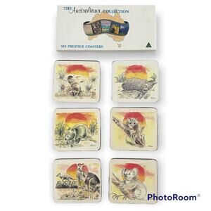 The Australiana Collection Tudor Brand Set 6 Cork Backing Wildlife Coasters